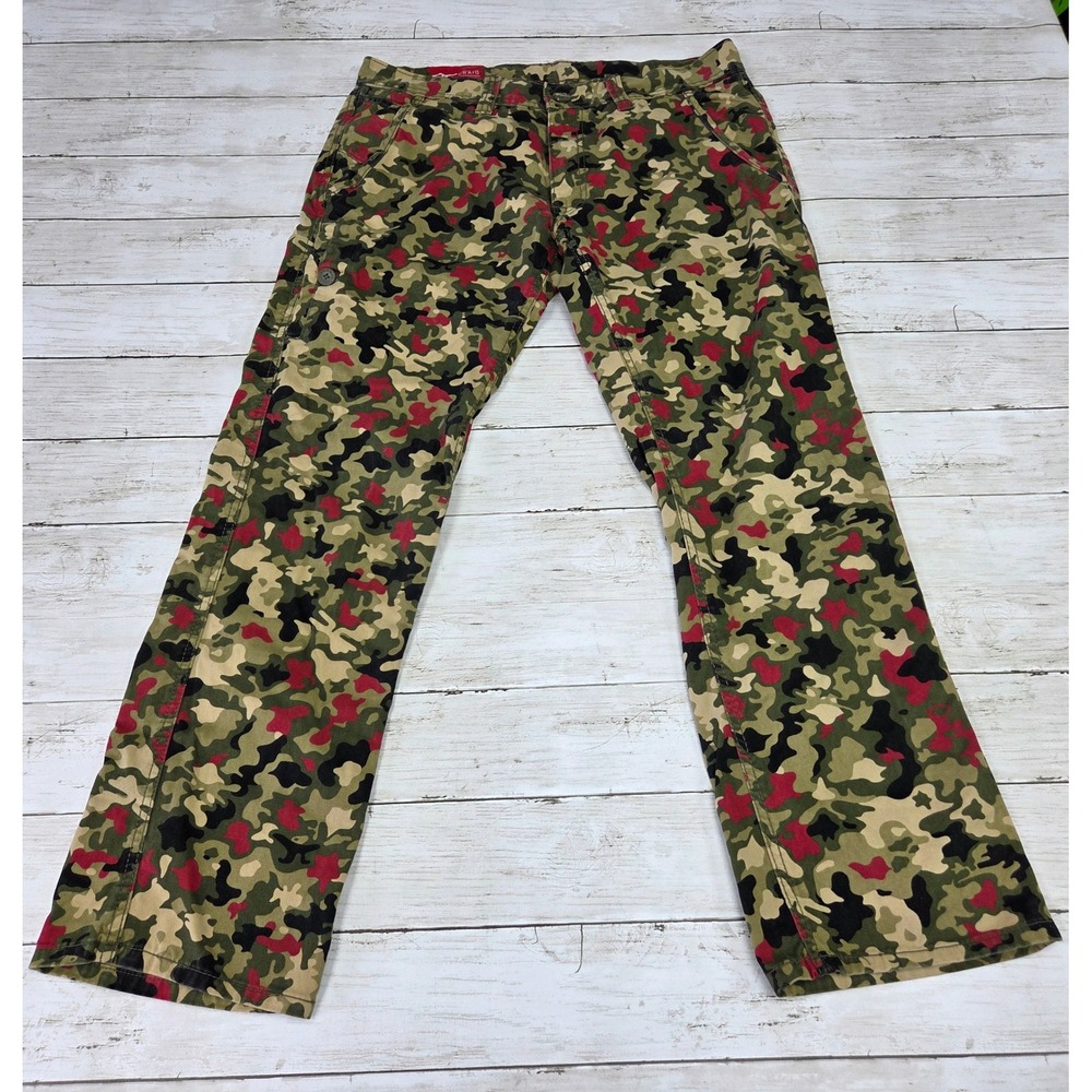 Jordan Craig Pants Mens 32x30 Red Green Camo Straight‎ Leg 5101 M Cotton